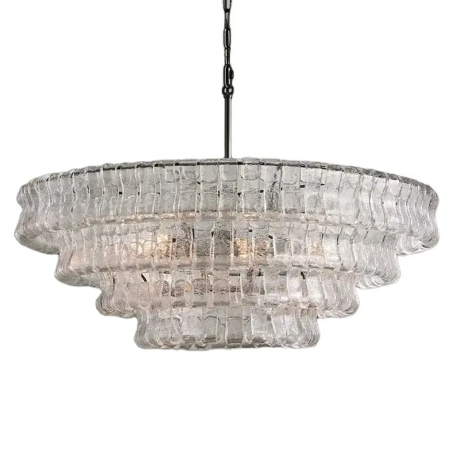 Ghiaccio Chandelier 80cm diameter Handmade Milk Glass