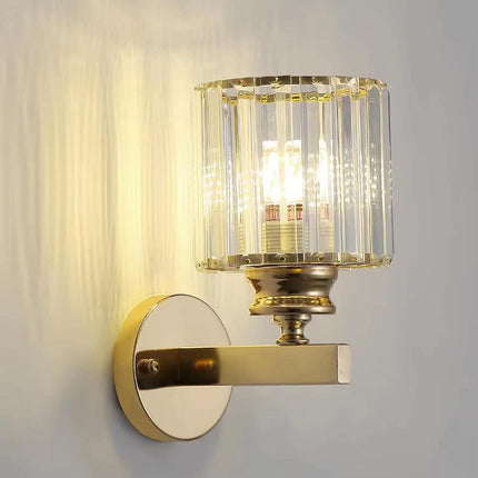 Modern Luxury Iron Crystal LED Wall Lamp With Golden Finish for Hotel Bedroom Home Decor