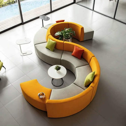 Colorful Curved Modular Sofa Set | Commercial Lounge Furniture For Office Areas