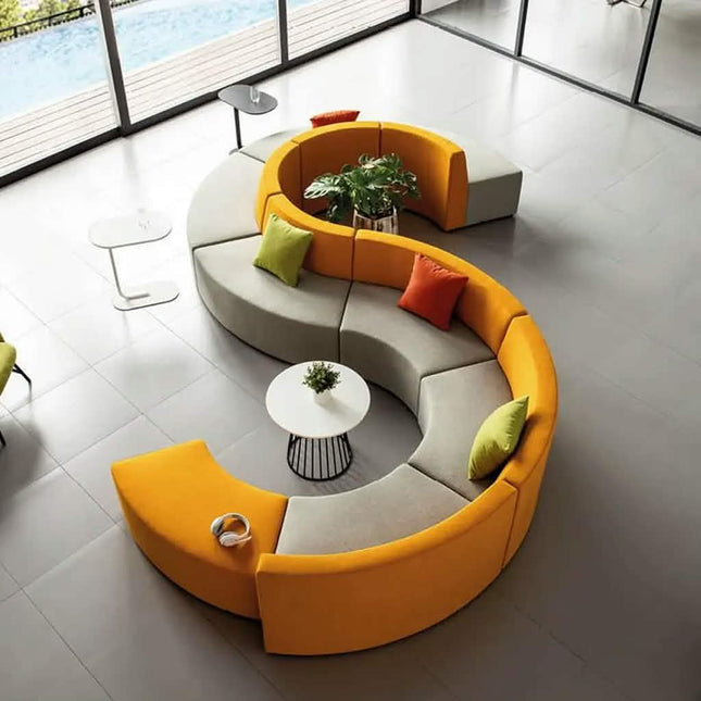 Colorful Curved Modular Sofa Set | Commercial Lounge Furniture For Office Areas