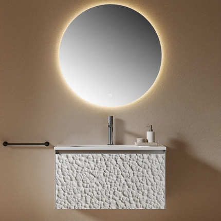 Customized Latest Design Water-Resistant Wall-Mounted Bathroom Vanity with Single Basin Countertop