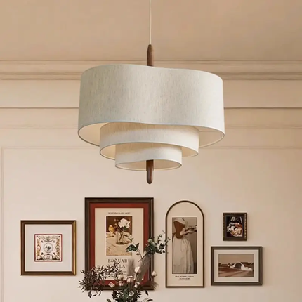 Japanese Wabi Sabi Pendant Light Fabric Art Vintage Beige Dining Room Hanging Lamp Light Fixture With E27/E26 Kitchen Island