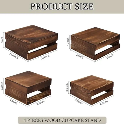Wooden Paper Cupcake Display Rack Decoration Dessert Appetizer Cake Rack Stand Wooden Box Country Cake Stand For Storing Party
