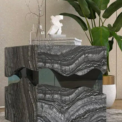 Ingenious Design Marble Corner Table Side Table with Inlaid by Two Colors Marble