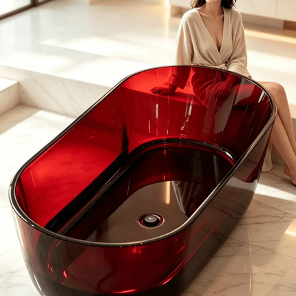 Modern High-End Freestanding Acrylic Bathtub Deep Soaking Transparent Glass Resin Bath For Hospital Warehouse Bedroom