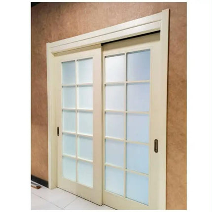 White Color Solid Wood Slide Glass Doors for Interior Rooms