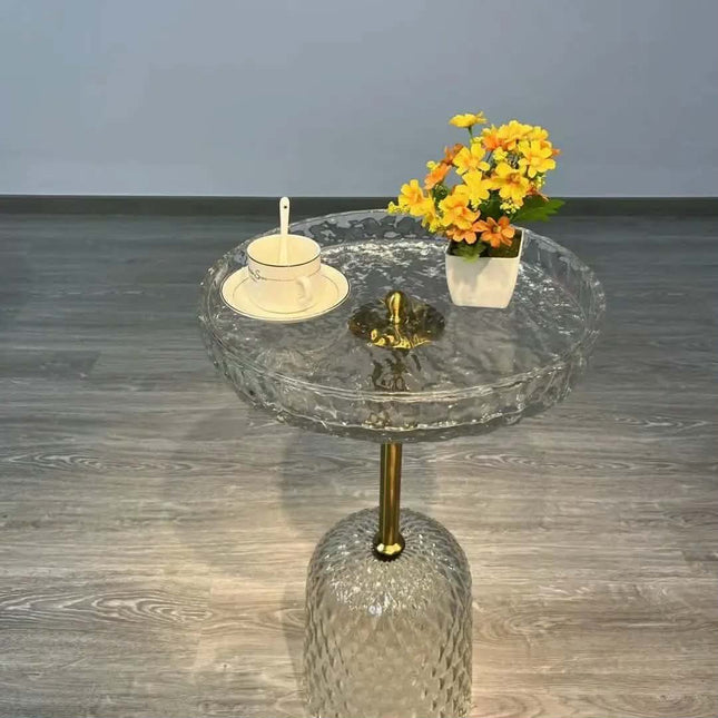 Nordic Acrylic Transparent Side Table, Light Luxury Minimalist Coffee Table For Small Living Room Round End Table