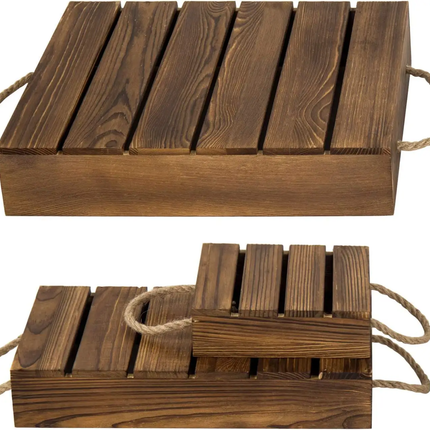 Wood Rustic Cake Stand Risers Display Wooden Pallets Style Tiered Dessert Stand Cupcake Display Boxes With Rope Handles