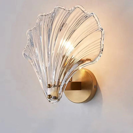 Iron Glass Material Bedroom Headboard Shell Wall Lamp Light Luxury Modern Simplicity