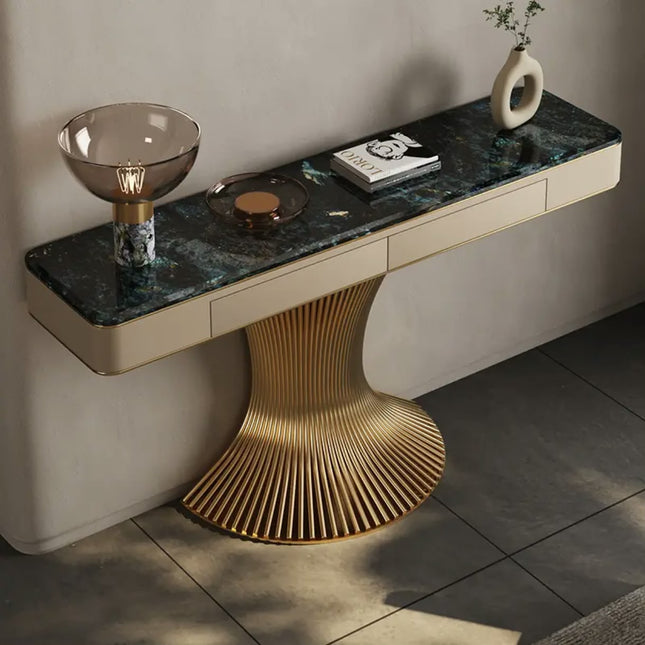 Deluxe console table living room furniture gold stainless steel entryway table with drawers decorative table with sensor light