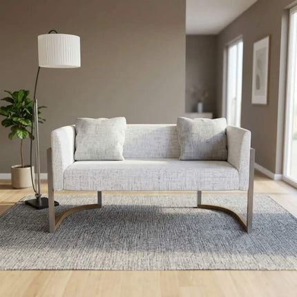 Modern Fabric Three Seat Sofa with Metal Legs and Tight Back Design For Living Room