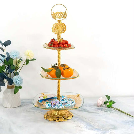 Three-Tier European Style Fruit Plate Household Multi-Tier Living Room Snack Dessert Wedding Festival Platter Dried Fruit