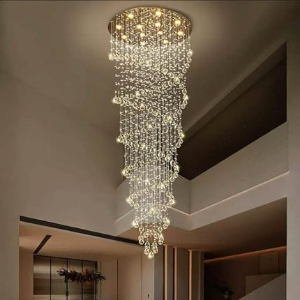 Modern Luxury Silver K9 Crystal Chandelier 3-Color Dimmable LED Pendant Light for Hotel Villa Duplex Living Room