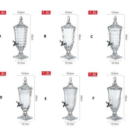 Luxury Home Decor Juice Fruit Punch Alcohol Drink Glass Beverage Dispensers for Party And Wedding