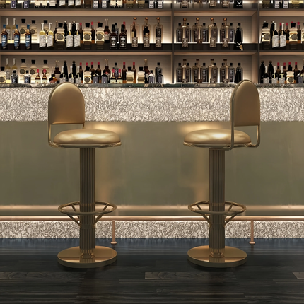 Modern Leather Stool Chairs Luxury Kitchen Metal High Chair Counter Velvet Adjustable Outdoor PU Gold Bar Stools