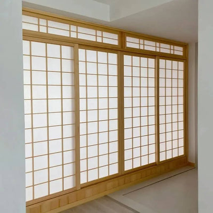 Customized Modern Japanese -Style Folding Screen Sliding Doors Double Glazed Tempered Glass Solid Wood Interior Living Room
