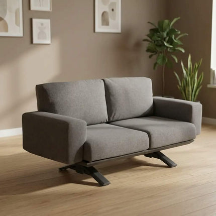 Modern Three Seat Reclining Sofa PU Leather Upholstered Foam Filled Square Straight Arm Tight Back Metal Legs Living Room