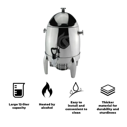 Hotel Banquet Stainless Steel Beverage Dispenser Coffee Tea Economic Juice Chafing Dish Catering Fuel Heating 19L Model