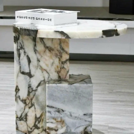 STONEKOCC in Stock D45xH52CM Luxury 100% Elephant White Natural Marble Stone Side Coffee Table Tea Desk Modern Furniture