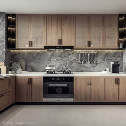 Custom Complete Luxury Aluminum Wooden Kitchen Cabinets Set Modular Lacquer Smart Kitchen Cupboard Island Faucet Whole House