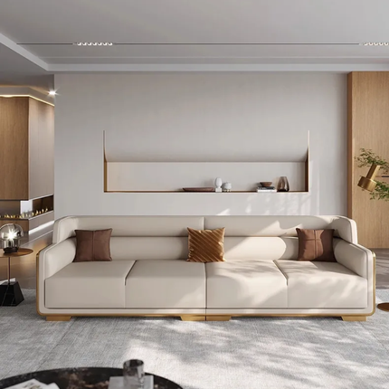 Grand Cream Velvet Elite Sofa Set with Striking Golden Details Premium Quality