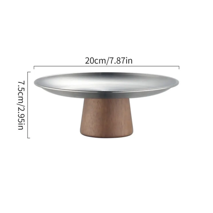 Light Solid Wood Cream Style Dessert Stand Household Snack Display Tall Stainless Steel Fruit Plate Tray Candy Tray