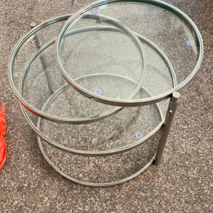 Rotating Creative Small Coffee Table Round Tempered Glass Middle-Aged Home Small Apartment Side Table