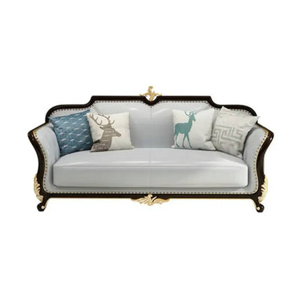 European Retro Sofa Living Room Furniture Set Solid Wood Genuine Leather Living Room Sofas Old Home Sofa Set