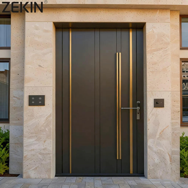 Energy Efficient Anti-Theft Villa Front Entry Door -Thermal Break Design Custom Precision Carved Aluminum Door For Mansions