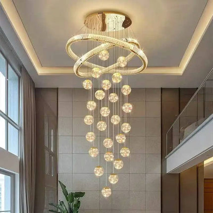 Modern Stairwell Decor Glass Ball Pendant Chandelier Light New Design Long Chandelier