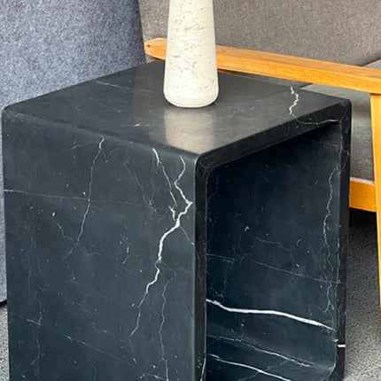 Artistic Rectangular Marble Side Table Small Size Frame Marble Table For Bedroom Nightstand and Office Accent Furniture