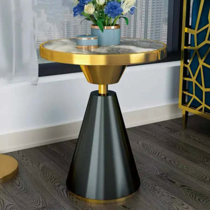 Luxury Modern Golden Stainless Steel Base Round Marble Top Living Room Coffee Table