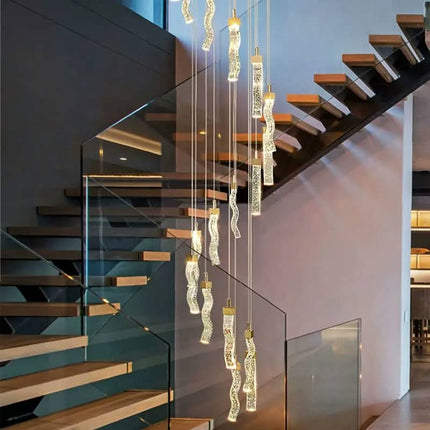 LED Chandelier Lighting Duplex Rotating Staircase Postmodern Creative Pendant Lamp Dining Living Room Hanging Lights