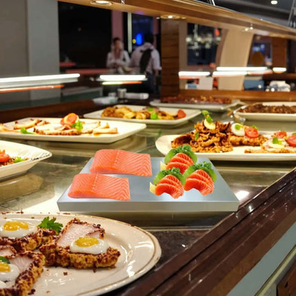 Stainless Steel Food Cooling Display Stand Buffet Sushi Seafood Display Shelf Food Display Ice Grid Insulation