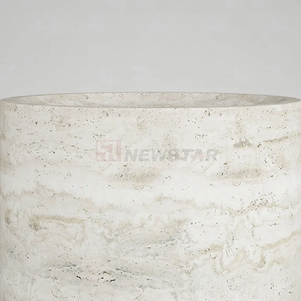 Natural Round Plinth Travertine Side Table Column Bed Side Living Room Corner Marble Coffee End Table