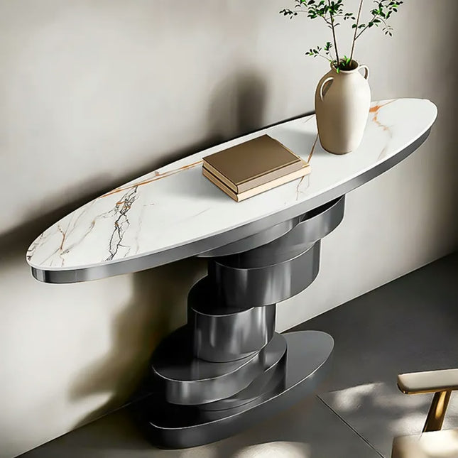 Luxury Italian stainless steel storage cabinet Nordic sintered stone console table custom entryway hall table moderno home decor