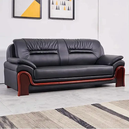 Executive Office Sofa Set PU Leather Wood Frame Traditional Design For Government Reception