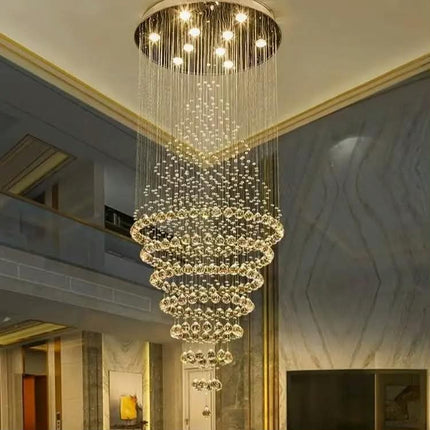 Duplex Large Crystal Chandelier for Villa Hotel Club Living Room Restaurant Creative Stainless Steel Design for Staircase
