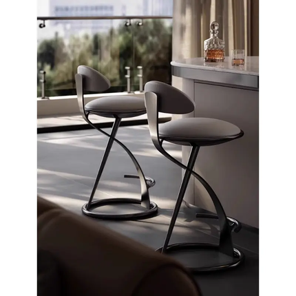 Home bar Chair Stainless Steel High Footrest with Cushion Soft Leather Chair