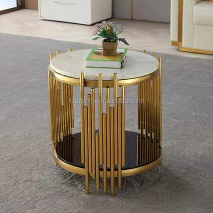 Modern Style Round Shape Side Coffee Table Indoor Living Room Furniture Stainless Steel End Table