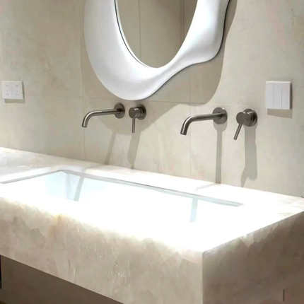 Elegant Rectangular Bathroom Vanity – White Crystal Marble Top, Sink Cabinet for Home, Hotel and Daily Use