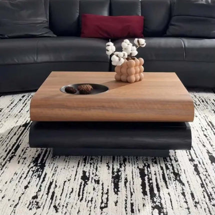 Wooden modern high end creative luxury round wooden coffee table for living room accent home furniture coffee table set