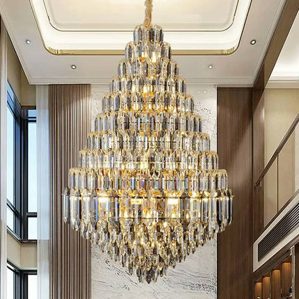 Customized Modern Luxury Crystal Lamp Multi-Storey Living Room Duplex Villa Building's Large Hollow Chandelier Post-Modern Stair