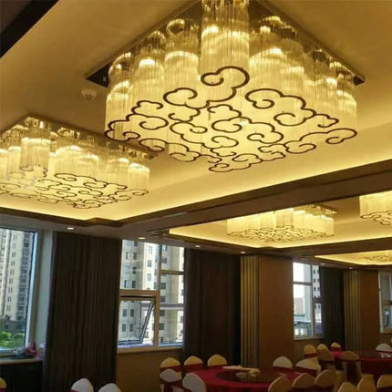 High Ceiling Project Indoor Decorative Hotel Lobby Banquet Hall Modern Luxury Crystal LED Chandelier Customized Lighting