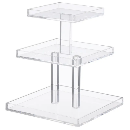 Three-Tier Acrylic Cake Display Stand-Elegant Square Tower For Weddings Birthday Parties Cupcakes Dessert Pastries