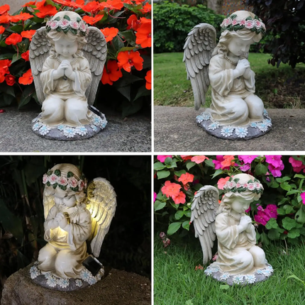 Modern Outdoor Solar Angel Girl Garden Statue Resin Craft Ornament Painted Finish For Yard Decorative Solar-Powered Landscape