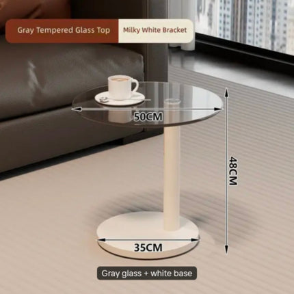 Simple Modern Style Round Small Side Table Small Apartment Tempered Glass Minimalist Side Table