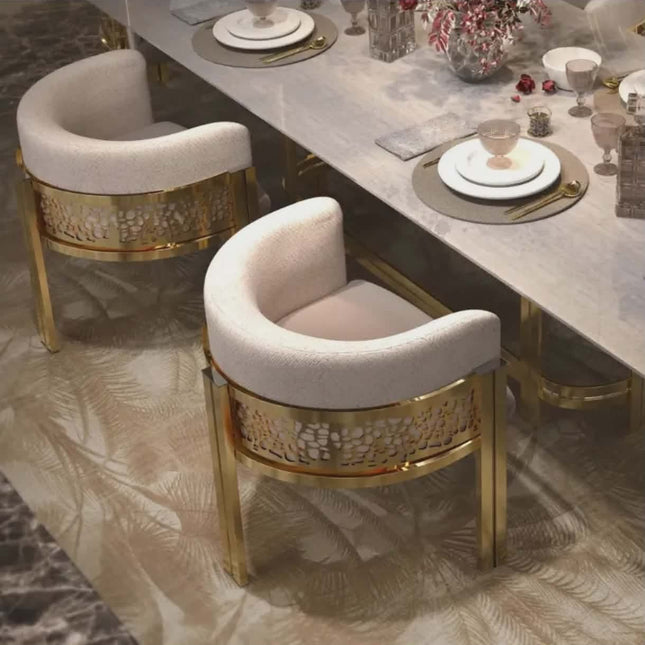 Modern Exclusive Curved Velvet Chair – Gold Stainless Steel Frame, Stylish Accent Seating for Home, Hotel, Cafe and Club