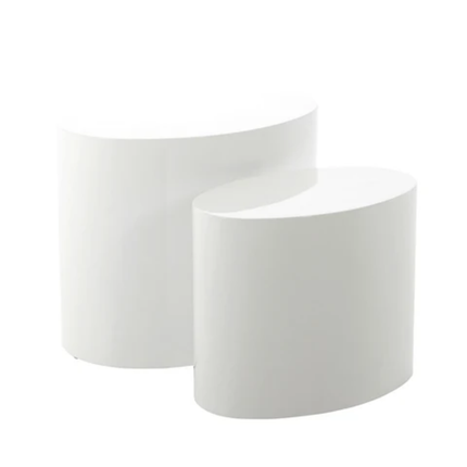 Japandi Modern Minimalist Wabi-Sabi MDF Travertine Style Coffee Table Oval Nesting Side Tables Set Living Room Decor Wholesale