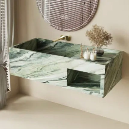 Luxury modern stone marble rock slab narrow edge deep sink waterproof polished bathroom cabinet hand washing kitchen outdoor